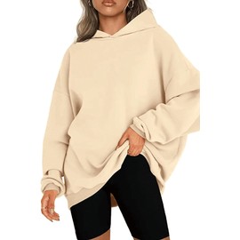 NEYOUQE Women's Oversized Hoodies, Sweatshirts, Long Sleeve Plain Winter Jumper, C-beige