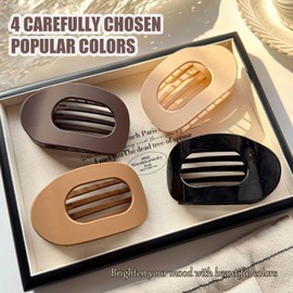 4PCS Flat Hair Clips for Women - Curved Design Duckbill Hair Clips for Lying, Driving - Glossy Strong Hold Hair Claw Clips for Thin, Thick Hair, Hair Accessories for Women and Girls