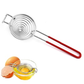 Egg Separator, Egg Separator, Stainless Steel, Egg White Separator, Large Capacity, Egg Separator with Long Handle, for Cooking and Kitchen Aid Separator, Dishwasher Friendly (Red)