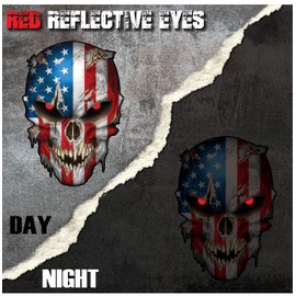 Skull Decal – Premium Skull Stickers for Trucks and Cars – American Flag Stickers with Red Reflective Eyes Skull – Cool and Unique Sniper Stickers and Decals with Military Graphic
