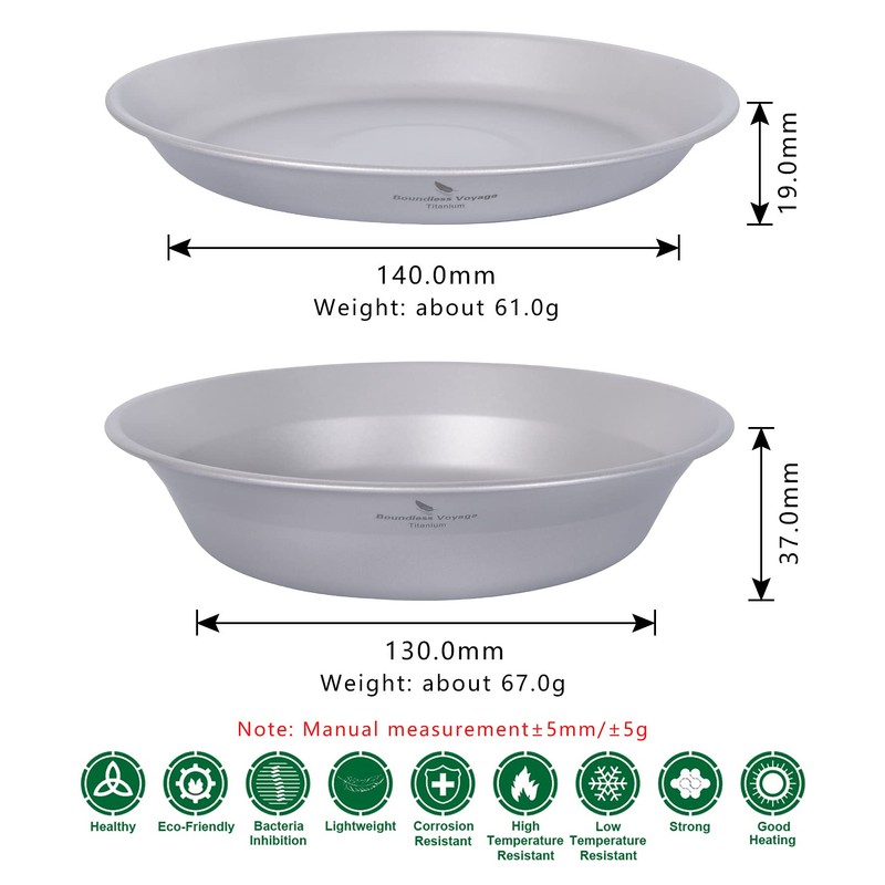 Boundless Voyage Titanium Dish Plate Bowl Set with Carry Bag