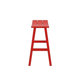 Red Color Backless Bar Stool Outdoor Patio Furniture 17 in. D X 20.5 in. L X 29 in. H Size, Stainless Steel Plastic Material Water Uv and Fade Resistant | All Season Pretty Cherry Shade, Durable