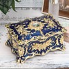Royalblue Rhinestone Jewelry Box Ring Retro Flower Engraved Earrings Necklace