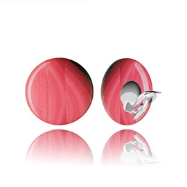Handmade Large Round Clip on Earrings - Non Pierced Ears for Women (Red Coral)