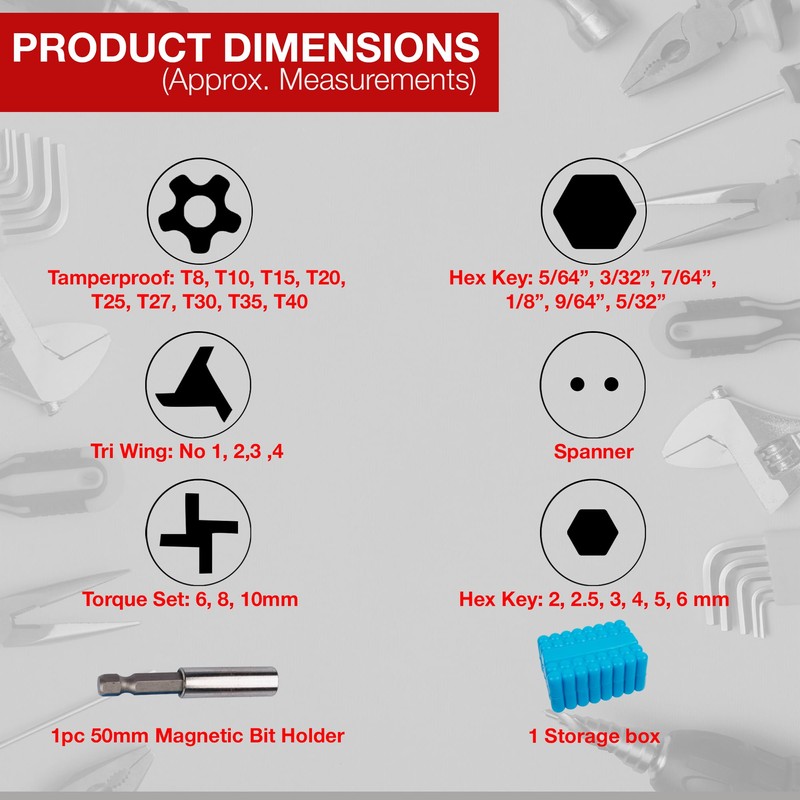33 Screwdriver Security Bit Sets Include 3 Torques, 4 Tri