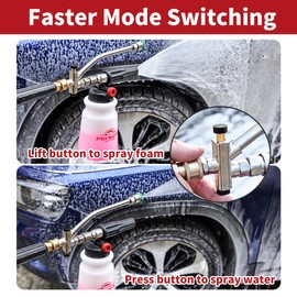 FENG PAI Foam Cannon with Pressure Washer Gun and Dual Connector, 3-in-1 Short Lance Accessory for Snow Foam Cannon, Power Washer Blaster Kit for Car Washing and Cleaning, Sprayer Bottle 1L 4000 PSI