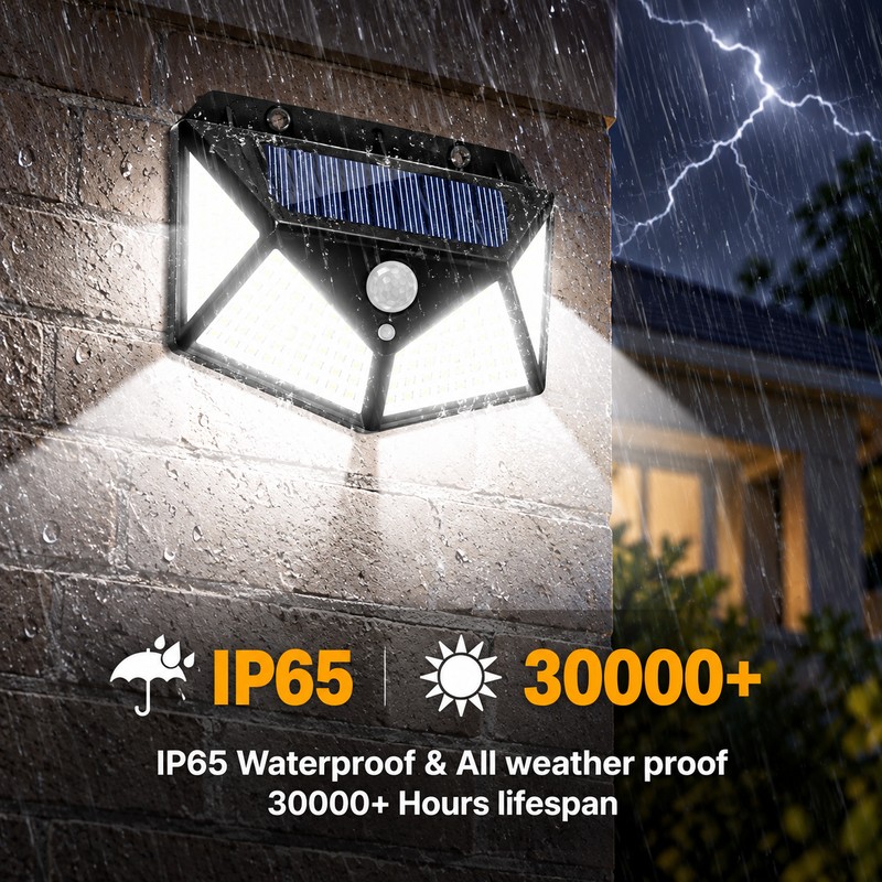 100 LED Solar Wall Light for Outdoor Lighting – Motion