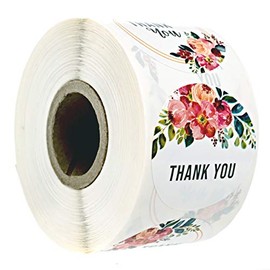 1.5" Bright Summer Floral Thank You Stickers / 6 Different Thank You Designs / 500 Thank You Stickers Per Roll