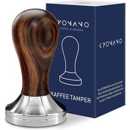 KYONANO Espresso Tamper 51mm - Coffee Tamper 51mm -Espresso Press Tamper- Espresso Hand Tamper with Stainless Steel Base and Chacate Preto Wood Handle - Compatible with Delonghi Bottomless Portafilter