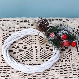 2 Pcs Natural Rattan Wreath, White Wicker Garland Christmas Rattan Wreath Garland Decoration for DIY Xmas Craft or Wedding Party Decor