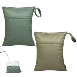 ALVABABY - 2 bolsas impermeables para secado húmedo, reutilizables con dos bolsillos con cierre, pañal de tela para bebé, viajes, playa, piscina, guardería, artículos de bebé sucios, bolsa de yoga y