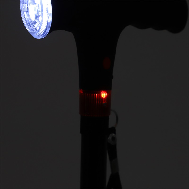 Aluminum Alloy Folding Light Cane Elderly Four‑legged with Lamp Non‑slip