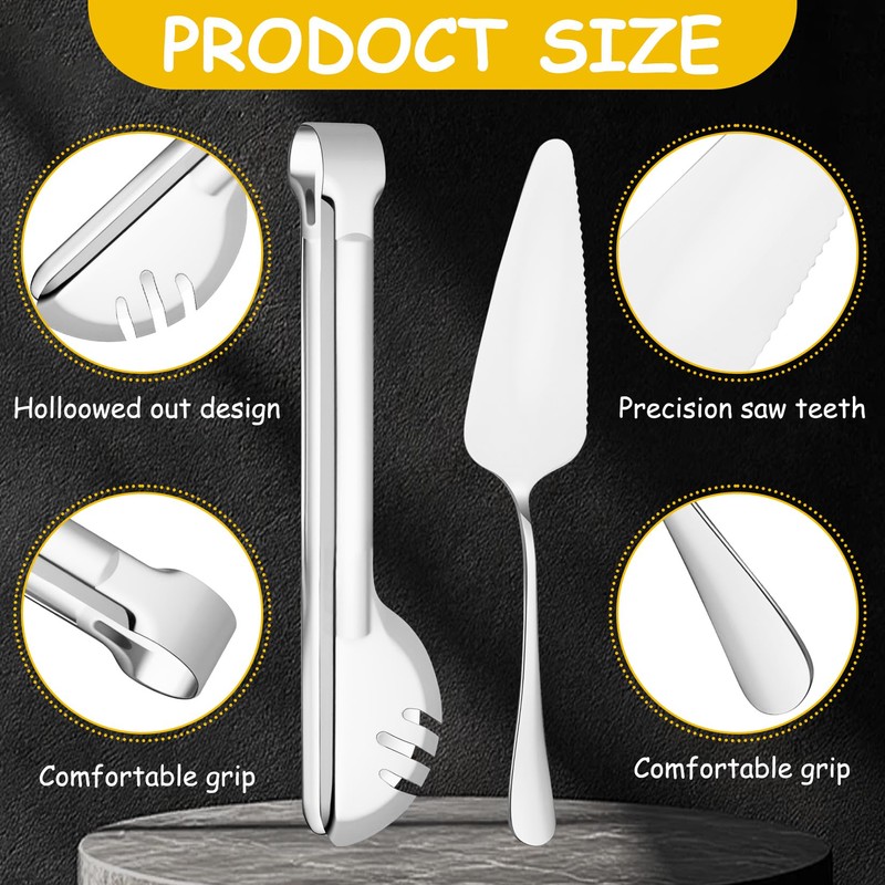 12 Pcs Silver Serving Utensils Set - Stainless Steel Large