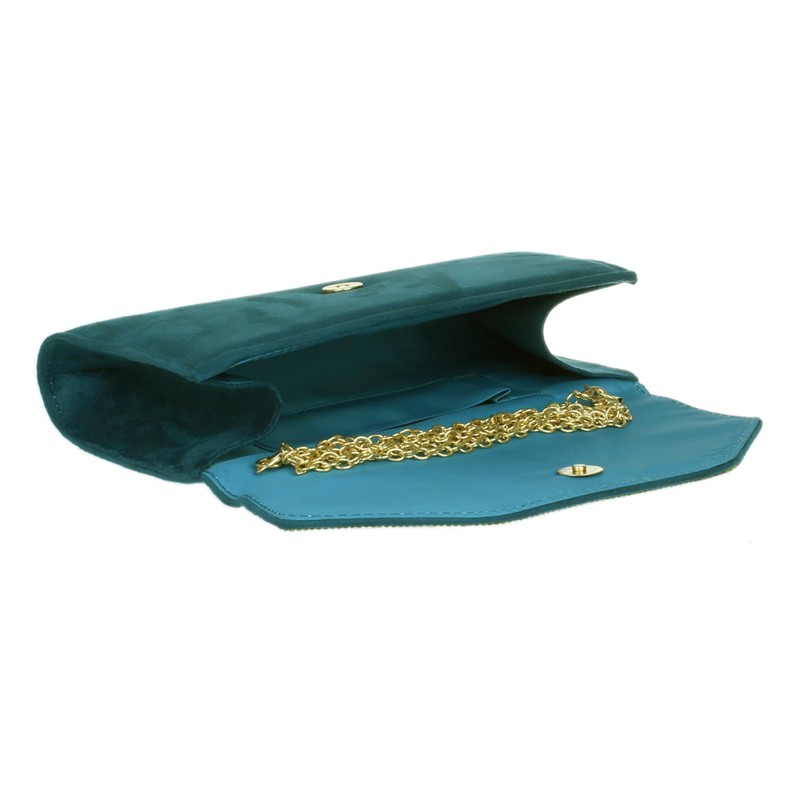 Girly Handbags Diamante Frame Clutch Bag, teal