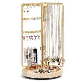 Organizador de Joyas de Metal, 3 Niveles Estante de Joyas Exhibición Organizador de Collares Exhibidor de Joyeria para Anillos, Pendientes, Collares, 