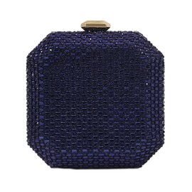 Lindo bolso de mano de vidrio mini con diamantes de imitación para mujer, fiesta, boda, noche, Azul oscuro