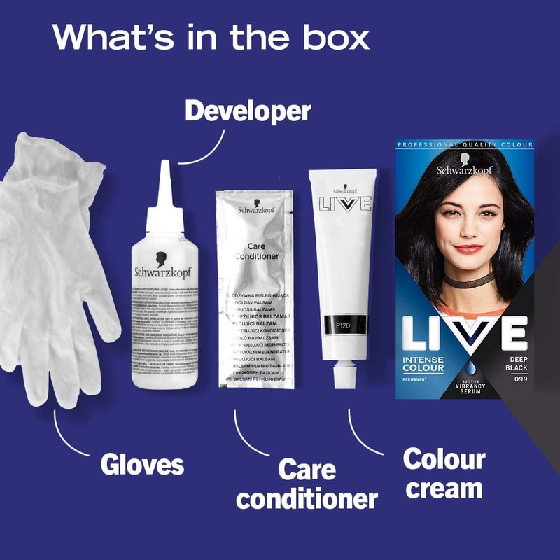 Schwarzkopf LIVE Intense Colour, Long Lasting Permanent Black Hair Dye,