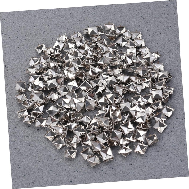COHEALI 200pcs 10mm Square Metal Studs Spikes for DIY Punk