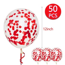 Red Confetti Balloons 50 PCS 12 inch Red Party Balloons pack Strong Thicken latex Red Balloons for Valentine's Day Christmas Day Birthday Weddings Baby Shower Events Decorations