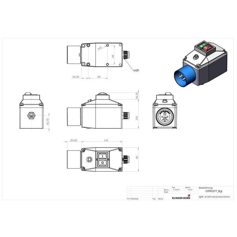KlingerBorn ISKRA MS25 10-16A Motor Protection Switch in Housing with