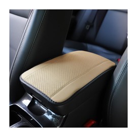 Osilly Armrest Pad for Car, PU Leather Auto Center Console Cushion Mat, Four Seasons Automotive Armrest Seat Box Cover, Universal Vehicle Interior Accessories for SUV, Truck, Van (Beige)