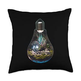 Light Bulb Terrarium For An Environmentalist Throw Pillow