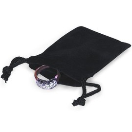 Pack Of 100, Solid Black Jewelry Pouches 2 X 2.5" Velour w/Cord Drawstrings Perfect For Favors, Jewelry, Cosmetics, Gift Cards, Storage & Travel