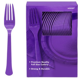 ELEGANI Purple Color Theme Tableware for Special Occasions, Wedding, Parties, Birthdays and Graduation; Big Party Pack Purple Premium Plastic Forks 100ct