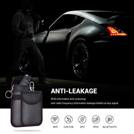 Faraday Pouch for Car Keys - 2 Pack Faraday Bag for Key Fob Protector Car Key Signal Blocker Pouch Keyless Entry Car Keys Case Anti-Theft Signal RFID Blocking for Car Security(2 Pack, Black)