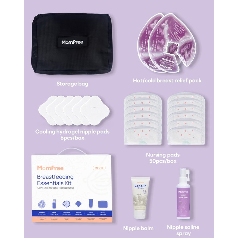 Breastfeeding Essentials Kit for Nursing Moms Nipple Relief, 60 Pcs