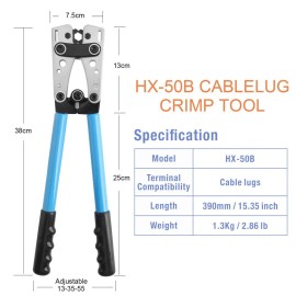 Unbranded Cable Lug HX-50B 6-50mm² Crimp Pliers Wire Connector Cu/Al Terminal Crimper Tool