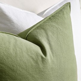 Cushion Covers Green 45cm x 45cm Pack of 2 Cushions Cotton Soft Decorative Square Throw Pillow Case Flange Pillowcases for Livingroom Sofa Bedroom 18x18 Inch Sage Green