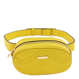 FashionPuzzle Quilted Small Versatile Purse Fanny Pack Waist Bag Crossbody (Yellow)
