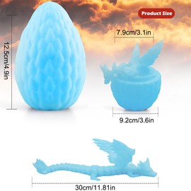 3D Printed Dragon Egg with Dragon, Mysterious Dragon Egg Toy, Crystal Dragon in the Egg Dragon Figures, Realistic Mysterious Dragon Toy, Emotional Joints Dragon with Egg (Light)