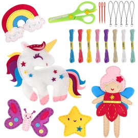 CAUTIOUS Sewing Kit Children from 4 Unicorn Felt Sewing Kits DIY Art Craft Creative DIY Craft Set Children's Craft Set Sewing Set Children's Craft Animals Made of Felt Animals Sewing Kit for