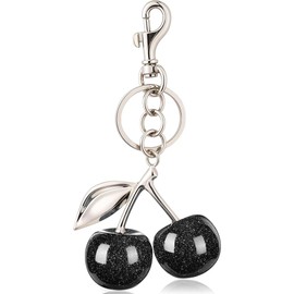 ALIBRAHIM 18K Gold Cherry Car Keychain - Backpacks Wallets Bags Keyring for Women - Cute Keychain Shiny Metal Charm with Key Ring and Clip Purse Accessory