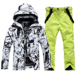 GS SNOWING Men's Jacket and Pants Set Insulated Waterproof Waterproof Snowboard Snowsuits for Snow Sport #04Green M