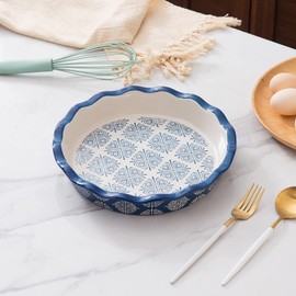 Wisenvoy Pie Pan Ceramic Pie Dish Pie Plate Porcelain Deep Dish Pie Pan Non-Stick Pie Pans