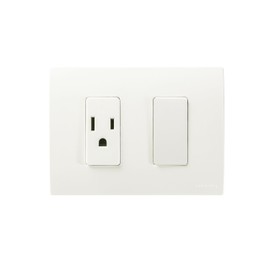 Niessen AM-SU-004-BA Apagador Sencillo, 1 Modulo + Contacto 2P+T, 1 Modulo con Placa Incluida, Blanco Alpino