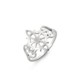 kkjoy Witch Knot Ring Stainless Steel Four Moons Magic Knot Pagan Wicca Symbols Ring Celtic Knot Witchcraft Amulet for Women Charming Ladies, Stainless Steel, No Gemstone