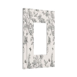 Country Black and White Floral Flowers Birds 1 Gang Rocker Light Switch Plate Single Decora Outlet Wall Cover Faceplate Decorative Wallplate for Bathroom Home Living Room Bedroom Decorate