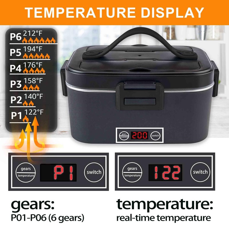 Nifogo Electric Lunch Box for Adults 100W with Temperature Display