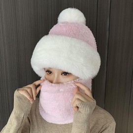 Warm Winter Face Mask Cozy Fleece Balaclava for Women Windproof Ski Mask, Full Coverage Hat, Neck Warmer & Scarf Outdoor Gear for Cold Weather - Color: Pink
