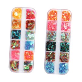 Ipetboom 2sets Nail Art Decor Charms Maple Leaf Manicure Sequins Paillette Flakes Glittery Fall Nails 2boxes*2