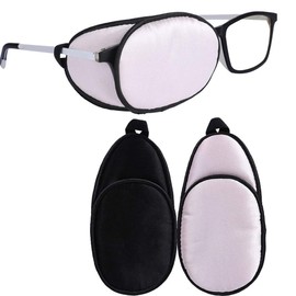 eZAKKA Eye Patches for Adults Kids Eye Patch for Glasses Silk Patch for Lazy Eye Amblyopia Strabismus and After Surgery (Light Pink + Black)