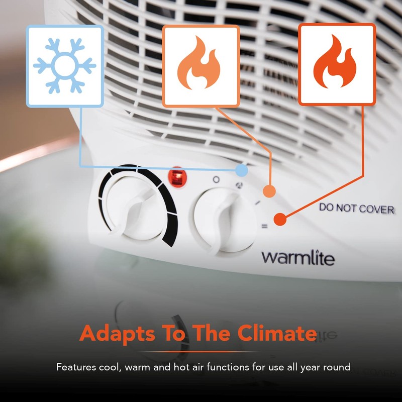 Warmlite Thermo Fan Heater with 2 Heat Settings and Overheat
