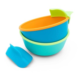 321 Grow Easy Scoop & Hold Bowl Set • Silicone bowl for babies, toddler, kids • Set of 2 bowls | 6 mo+ | Dishwasher and microwave safe (Ocean)