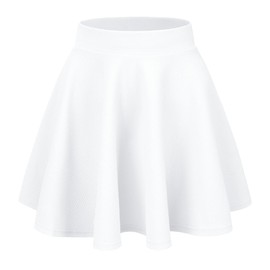 ZXIHZF Women's Casual Stretch Waist Versatile Flared Mini Skater Skirt (US, Alpha, X-Large, Regular, Regular, White)