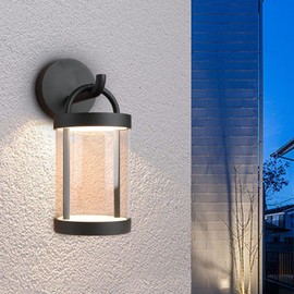 Lustrlach Outdoor LED Wall Sconce Light Black Modern Exterior Wall Light Fixtures 12W Wall Mount Lantern for Porch Garden Patio,IP65 Waterproof 3000K