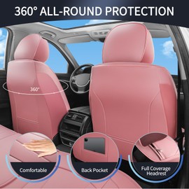 CarLuxor Pink Seat Covers for Cars,Front Seats Universal Fit for SUV, Sedans and Trucks,Waterproof Breathable Full Wrapping Edge Seat Covers, Luxury Automotive Seat Protecor Covers